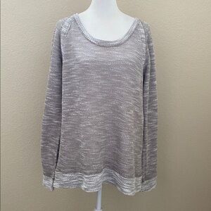 Kut from the Kloth Stylish Tan and White Knit Pullover Lightweight Sweater. XL